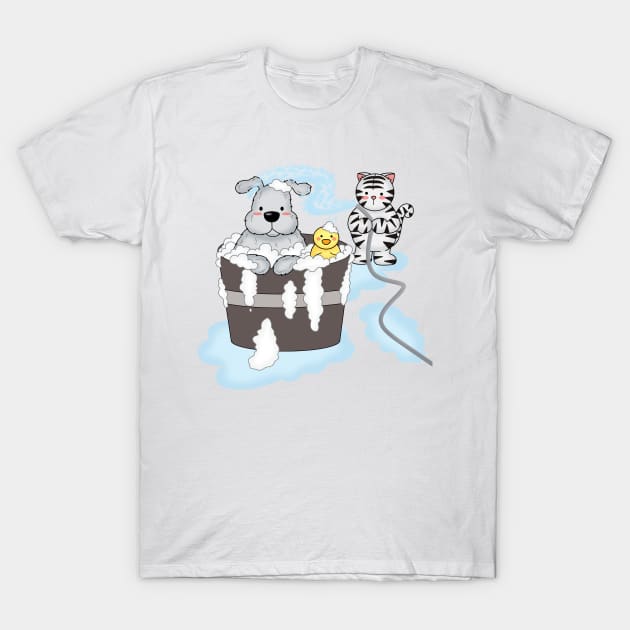 Dog gets fresh shower T-Shirt by Athikan